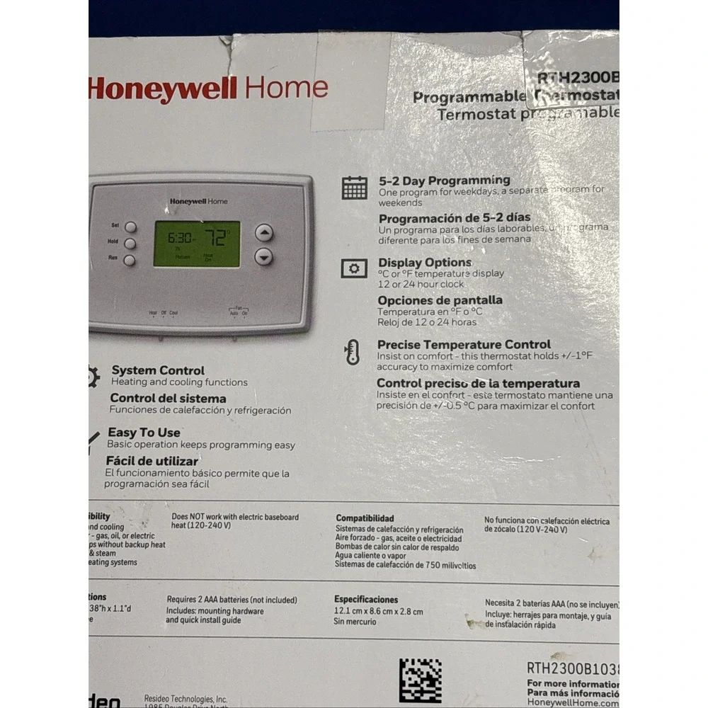 Honeywell 5-2 Day Programmable Thermostat (RTH2300B1038) - Untested
